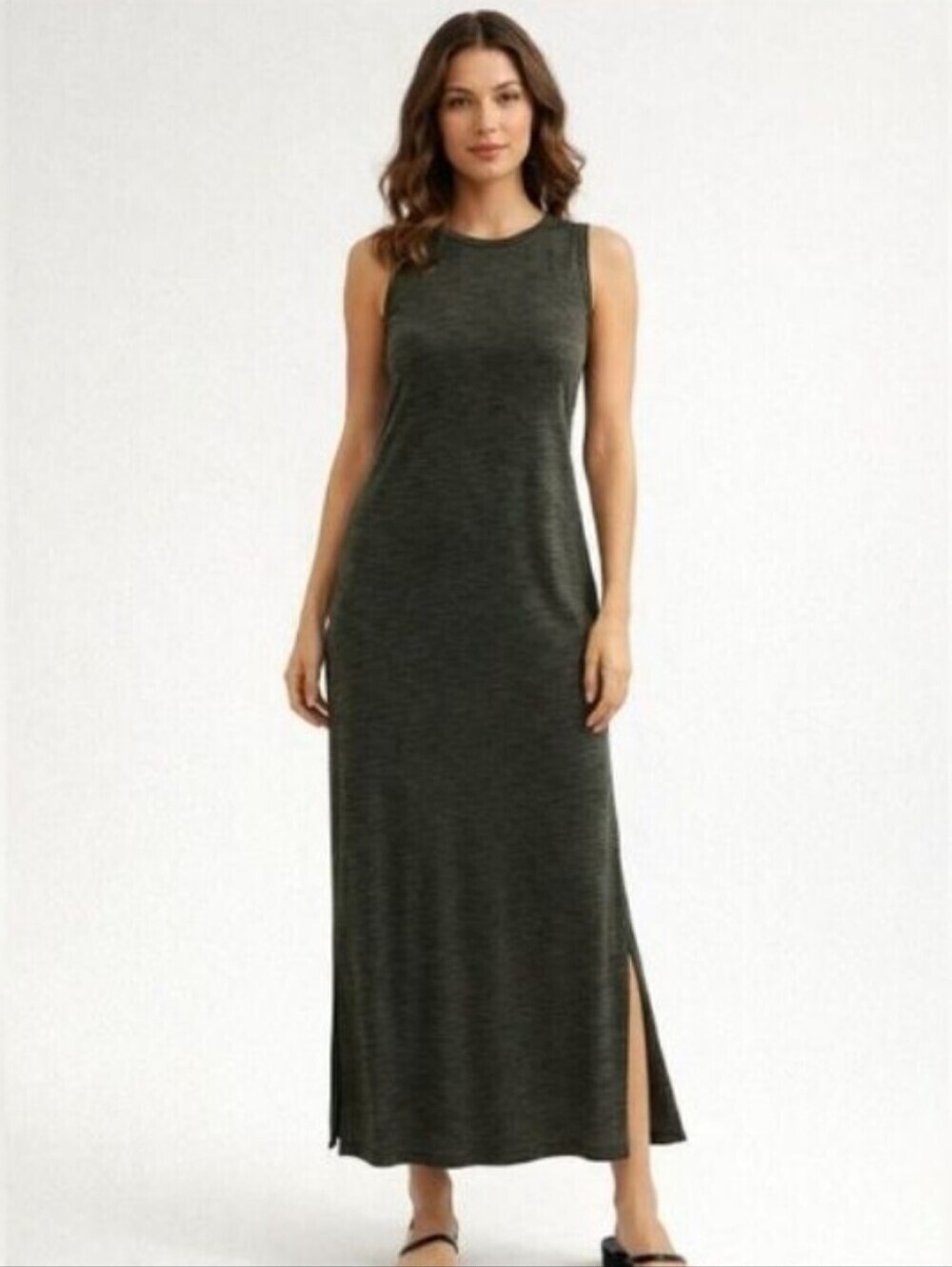 Nicole Miller Sleeveless Olive Army Green Maxi Dress Size Small NWT